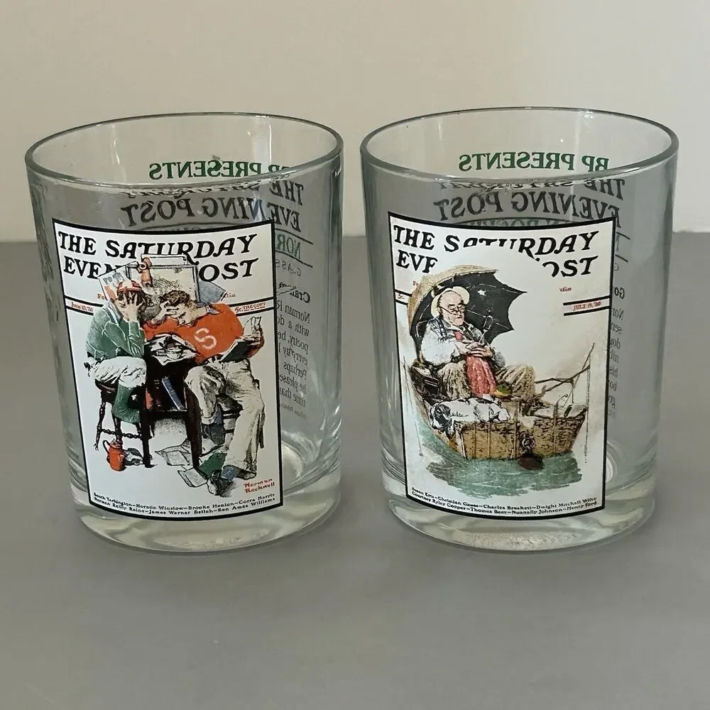 Norman Rockwell The Saturday Evening Post Tumblers Glassware Lot of 2 - #1